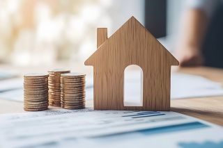 © plaksa - stock.adobe.com Foto: Münzen und Holzhaus